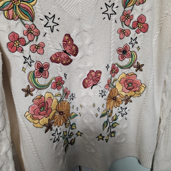 Johnny Was The Wonder Years Embroidered Long Cardigan Butterfly Flower Sweater - Picture 6 of 9